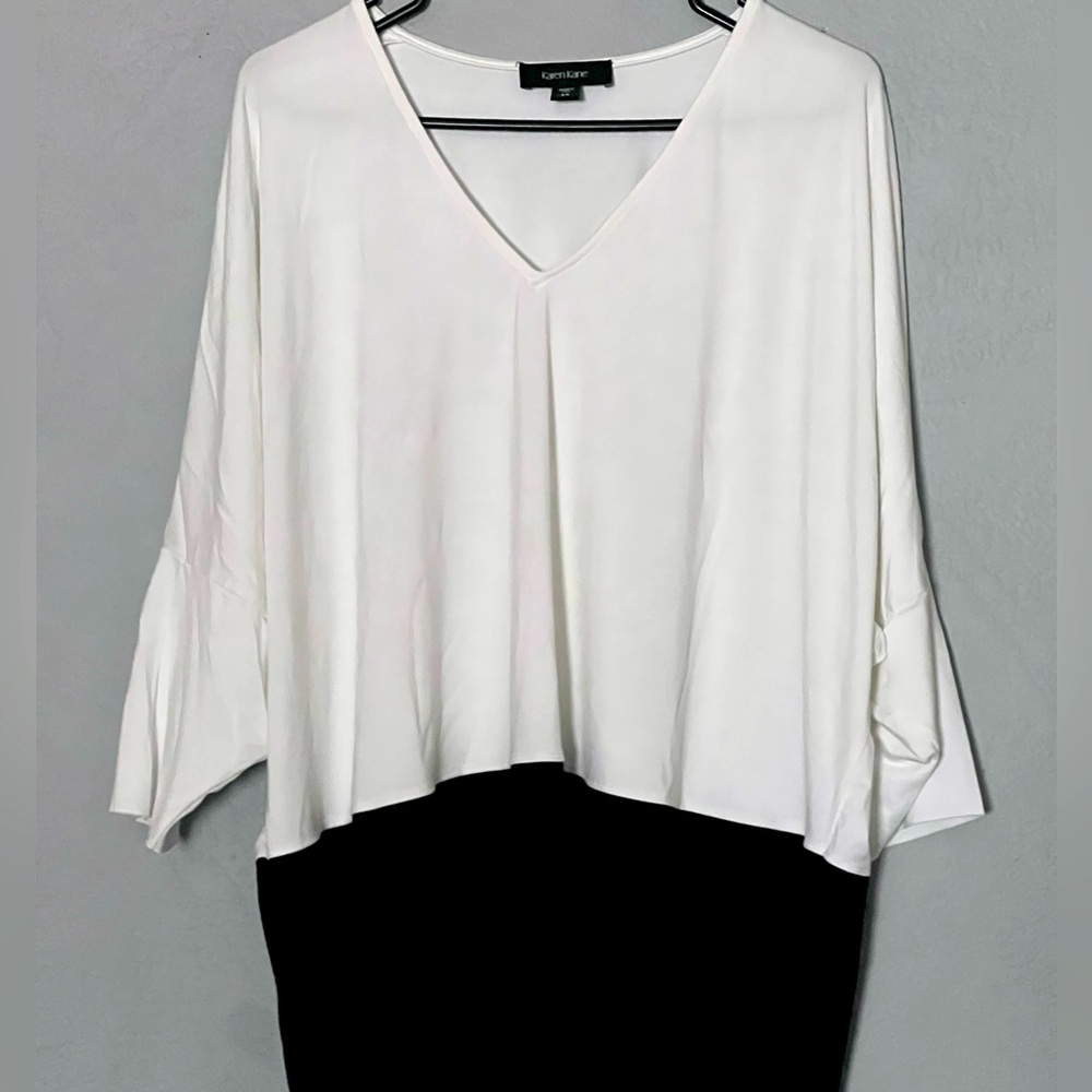 Karen Kane White Black Color Block Blouse Sz 1X